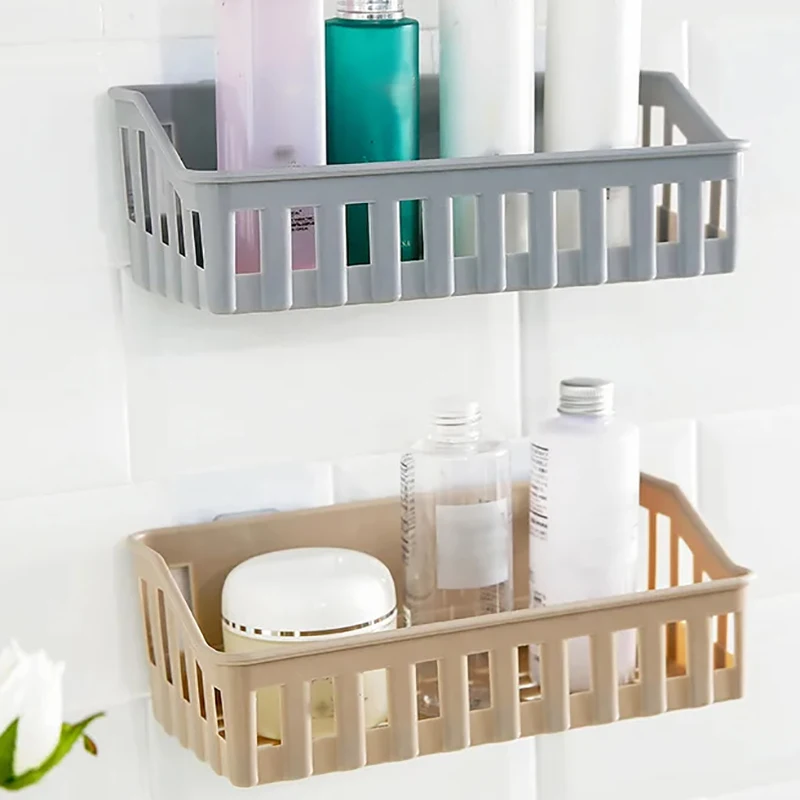 Bathroom Shelf Organizer No Drill Organizer Shower Storage Rack Wall Mount Plastics Toilet Shampoo Holder Bathroom Accessories