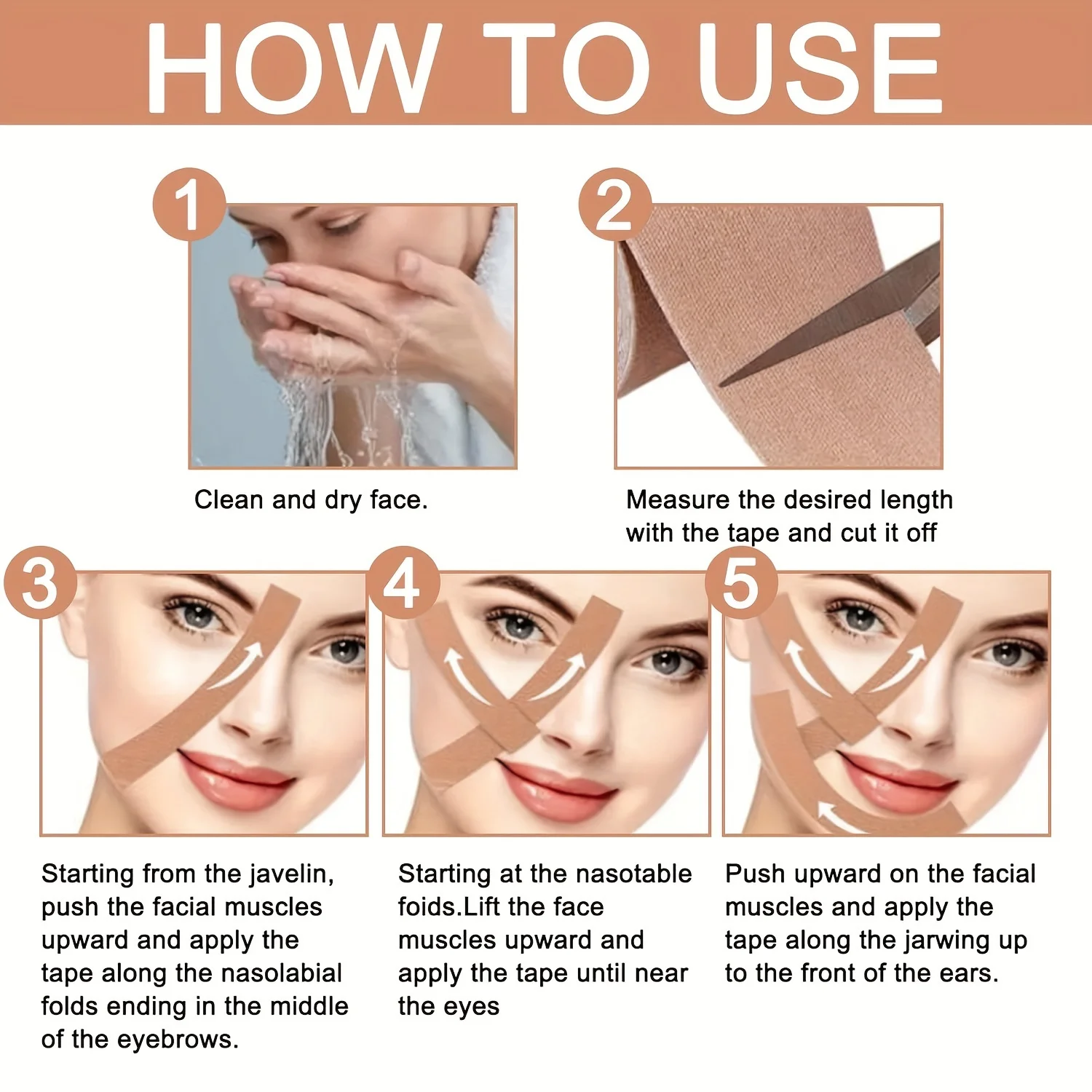 Лента для миофасциального лифтинга лица, приятная для кожи и дышащая для уменьшения морщин на лице, V-образная лифтинговая лента для поддержки мышц