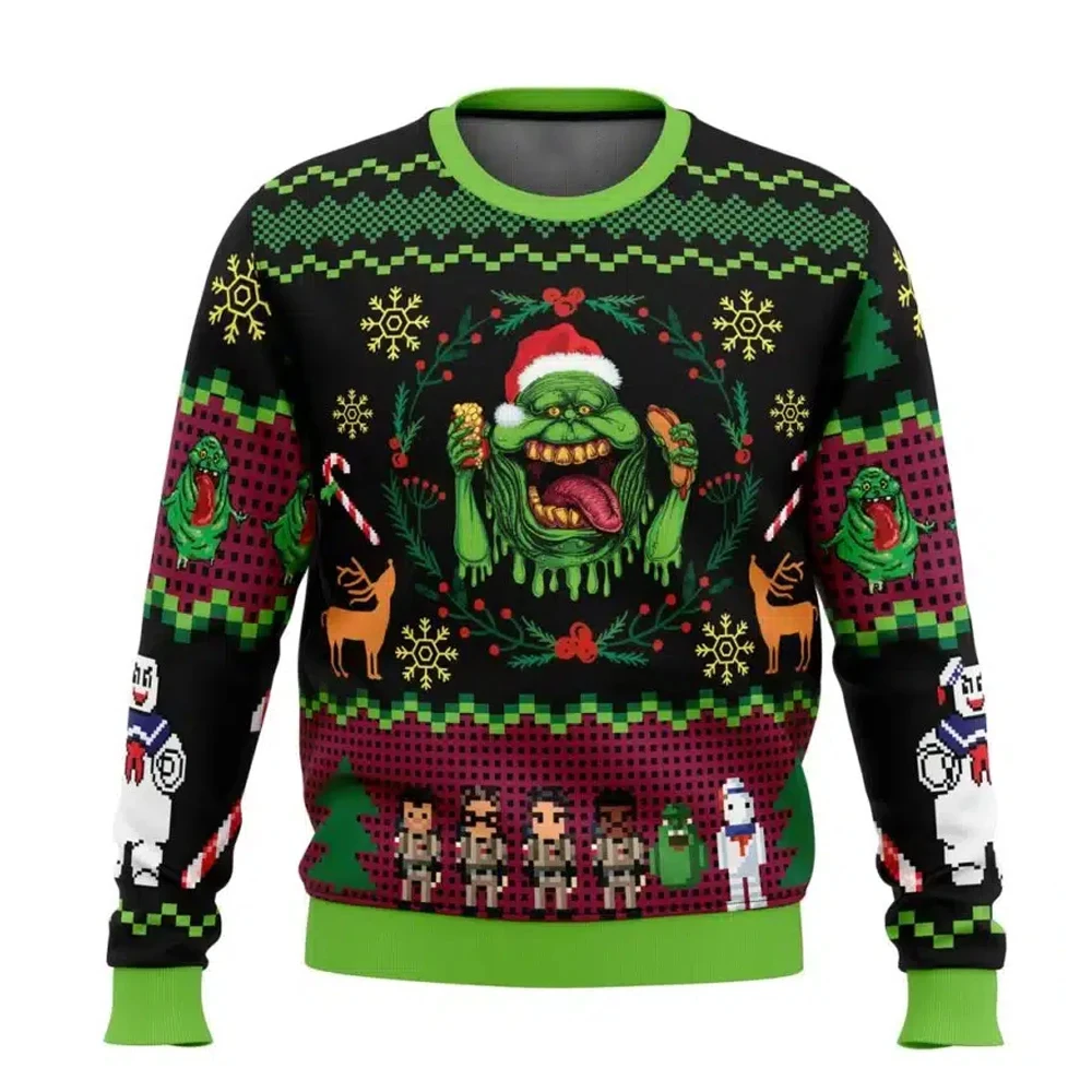 Funny Ugly Christmas Sweater For Men With Santa Claus Graphic Print Winter Warm Pullover Casual Loose Fit Christmas Sweatshirt