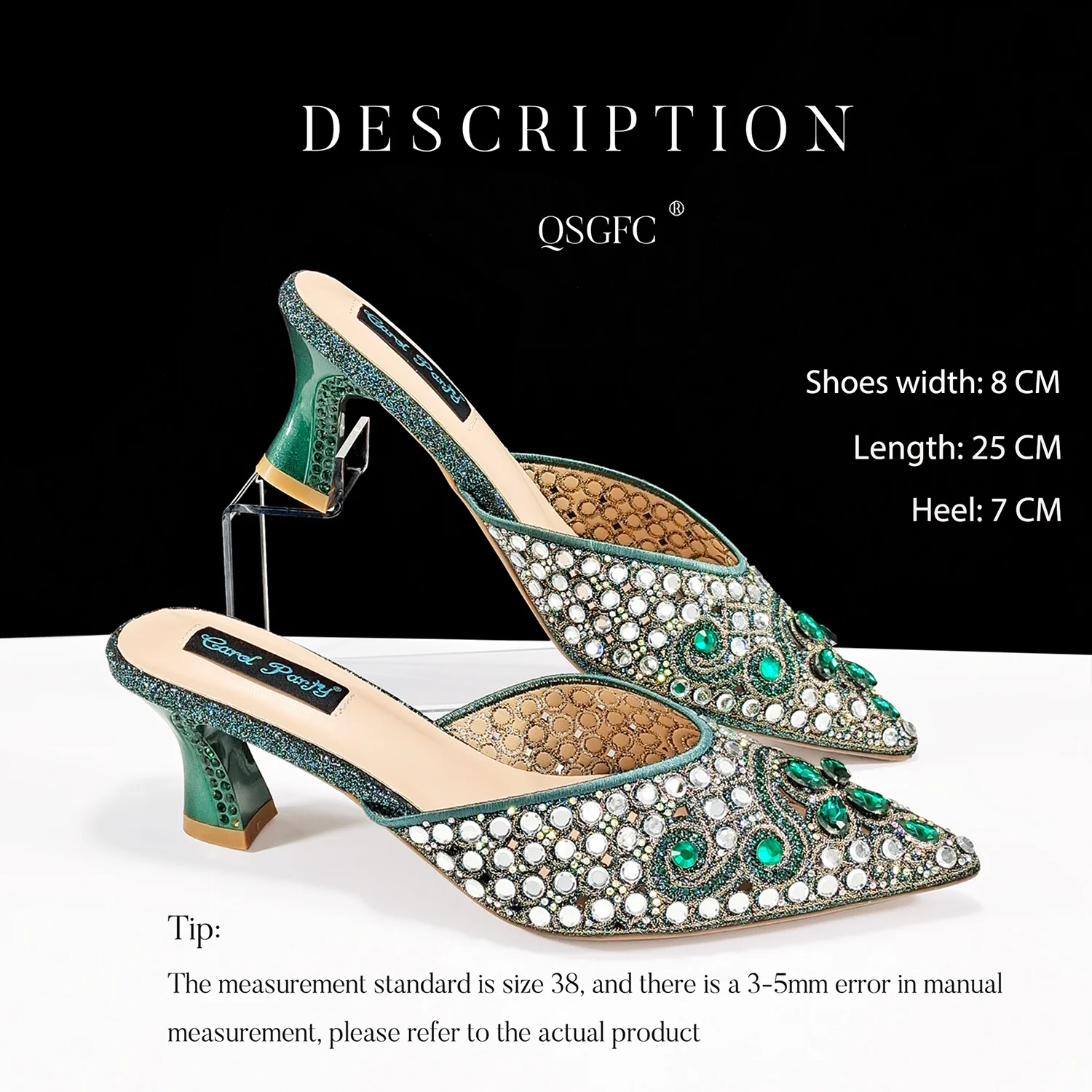 QSGFC Nigerian Design Comfortable Women\'s Shoes with Diamond Oval Bag Women\'s High Heels for Party or Work