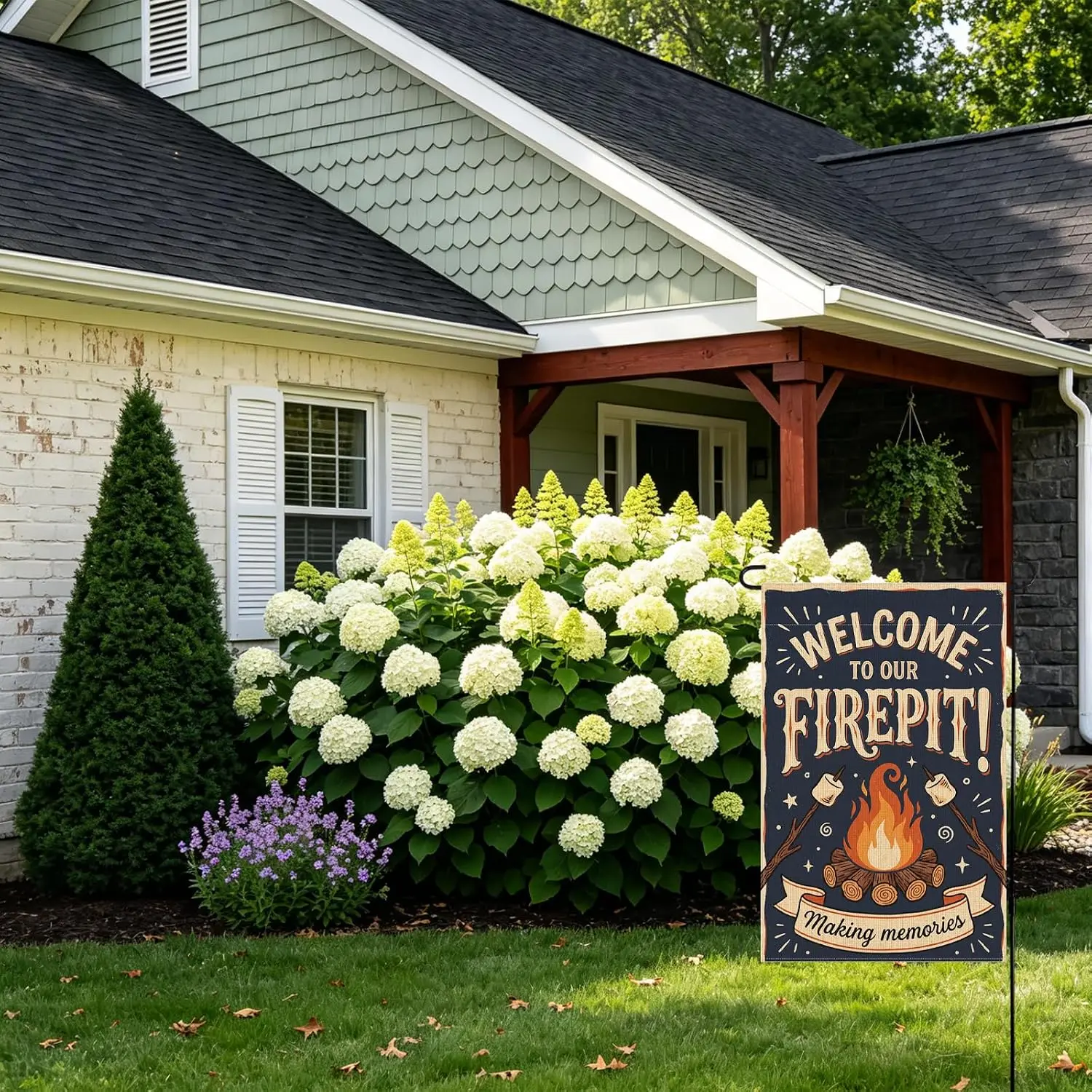 Welcome To Our Fire Pit Camping S'mores Garden Flag, Double Sided 12x18 | Making Memories S'mores Garden Flag for Ou uui