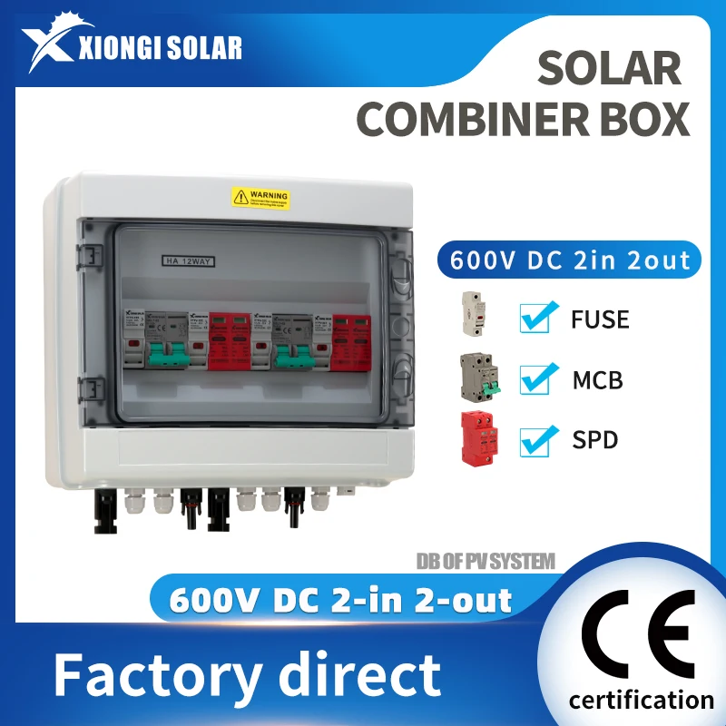 XIONGISOLAR boîtier de combinaison PV 600V de haute qualité 2 en 2 sorties DC DB avec fusible MCB SPD pour panneau solaire interrupteur de déconnexion solaire