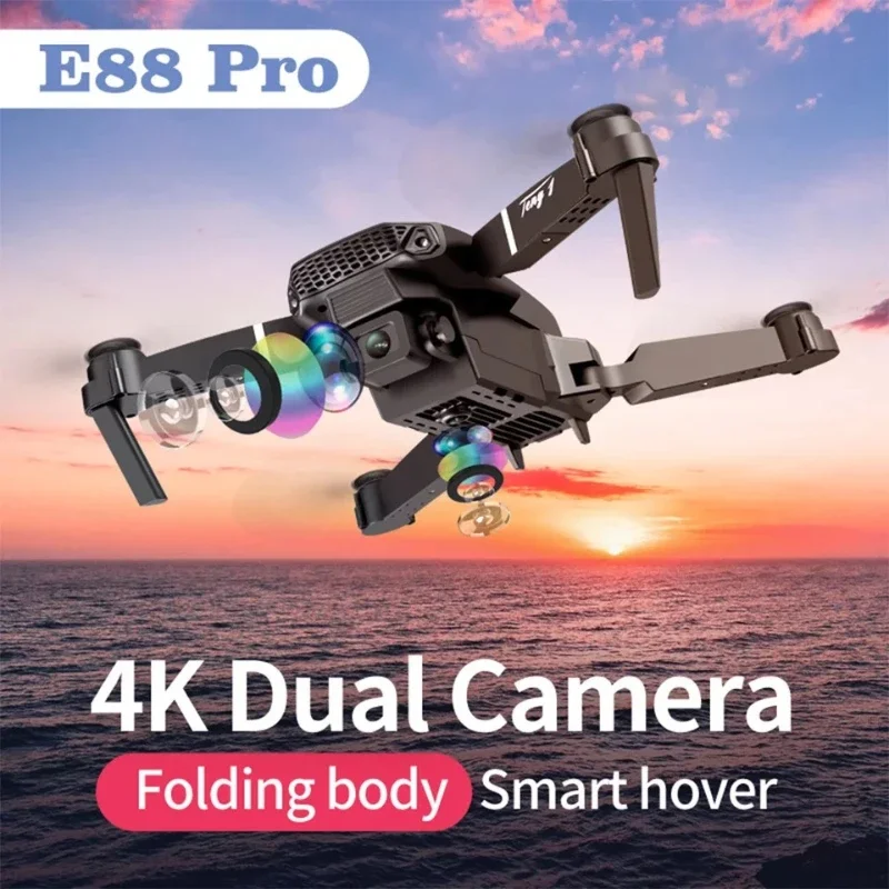 E88 Pro Drone 4k Profesional HD 4k Rc Airplane Dual-Camera Wide-Angle Head Remote Quadcopter Airplane Toy Helicopter gps drone