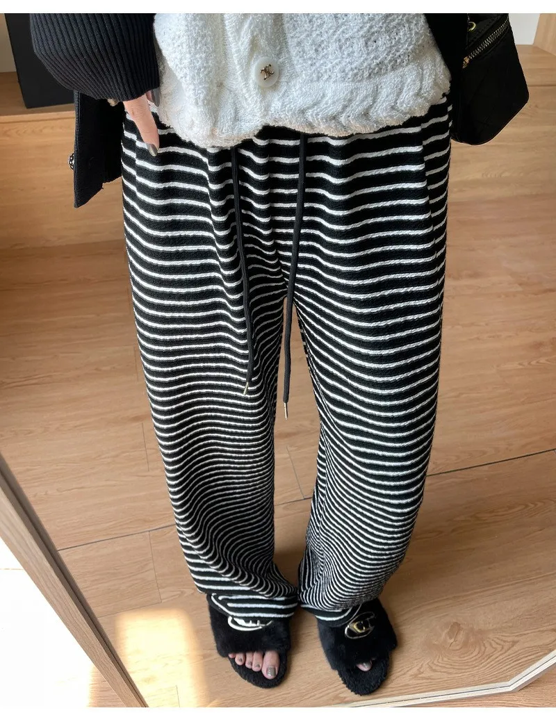 

Широкие брюки, красные и черные женские весенние шифоновые эластичные саржевые регулируемые складки, завязки, вышивка, простой, уникальный