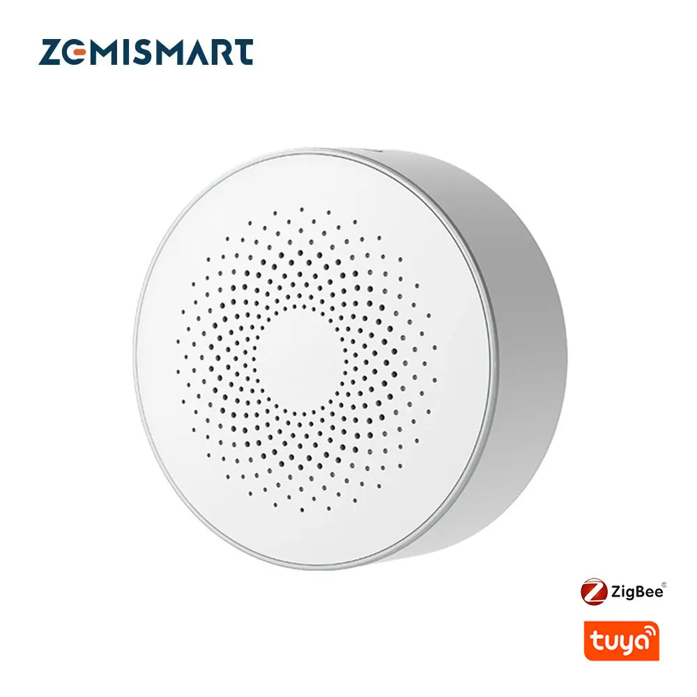 Zemismart Tuya Zigbee Smart Sound and Flash Alarm Siren Detector Sensor Wireless Audible and Visible Alarm Anti-tamper Alexa