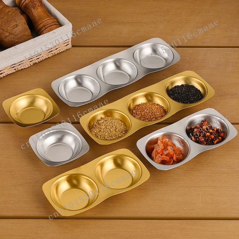 

Suitable for Korean stainless steel square polished sauce plate BBQ restaurant sauce plate and dinner plate