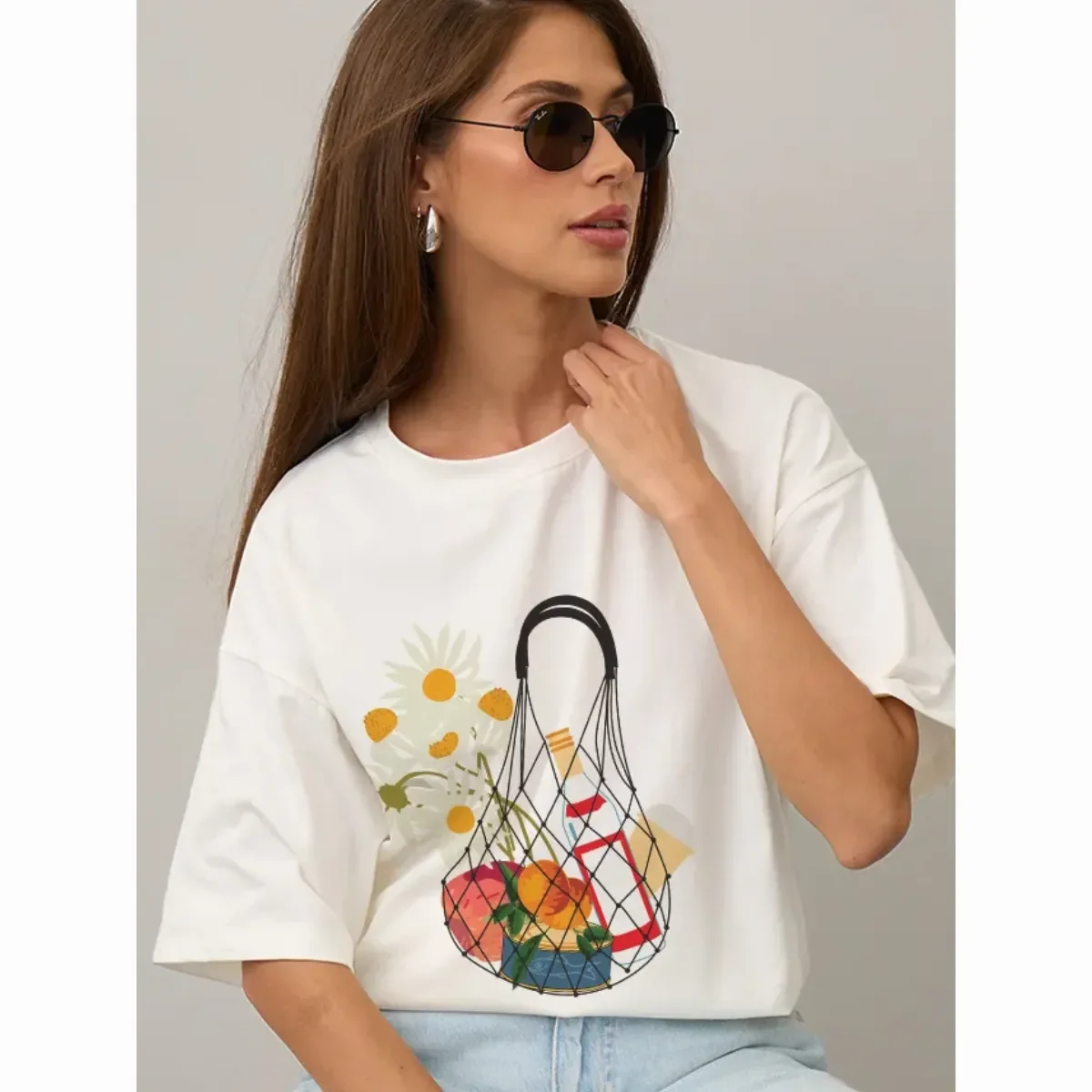 

100% Pure Cotton Fun Ins Style Casual Niche European and American Chic Summer New Style T-shirt Trendy American Short-sleeved