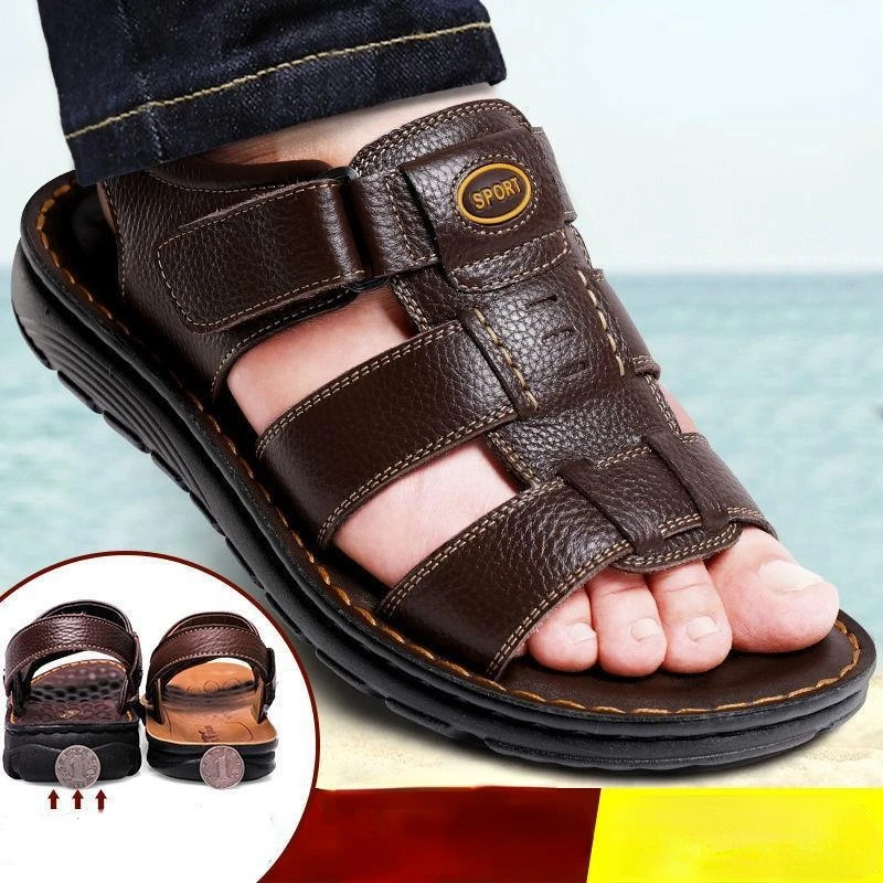 Genuine Leather Men Sandals Male Summer Shoes Outdoor Casual Sandal Cowhide Beach Shoes Classic Non-slip Men\'s Sandles