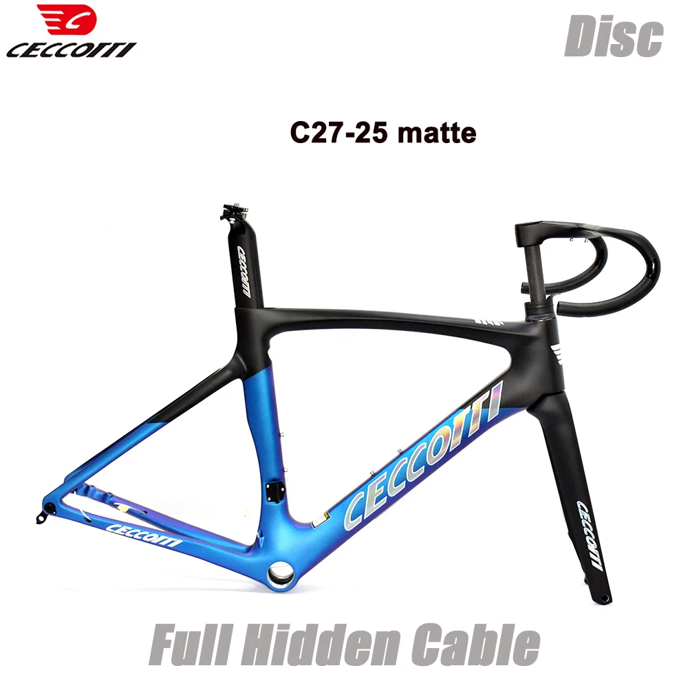 

CECCOTTI Carbon Road Bike Frame All Internal Cable Disc Brake Bicycle Frameset Chameleon color bike frames