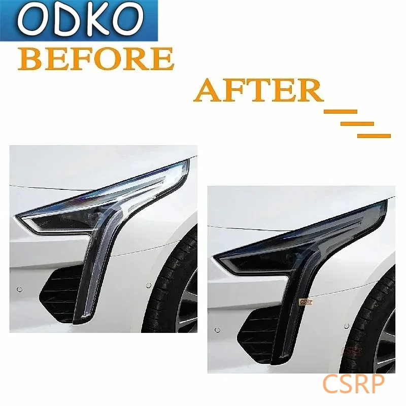Car Headlight Protection Tint Film Smoke Black Transparent TPU Front Light Sticker For Cadillac Escalade CT4 CT5 CT6 Accessories