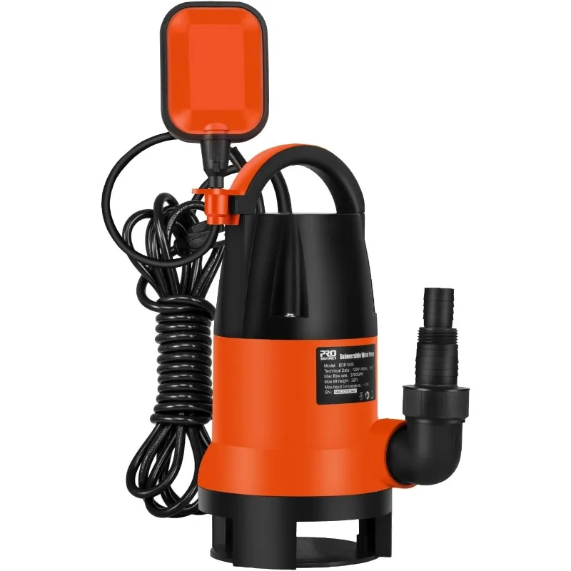 

Prostormer 3700GPH Submersible Clean/Dirty Water Pump with Automatic Float Switch for Pool, Pond,Garden, Flooded Cellar