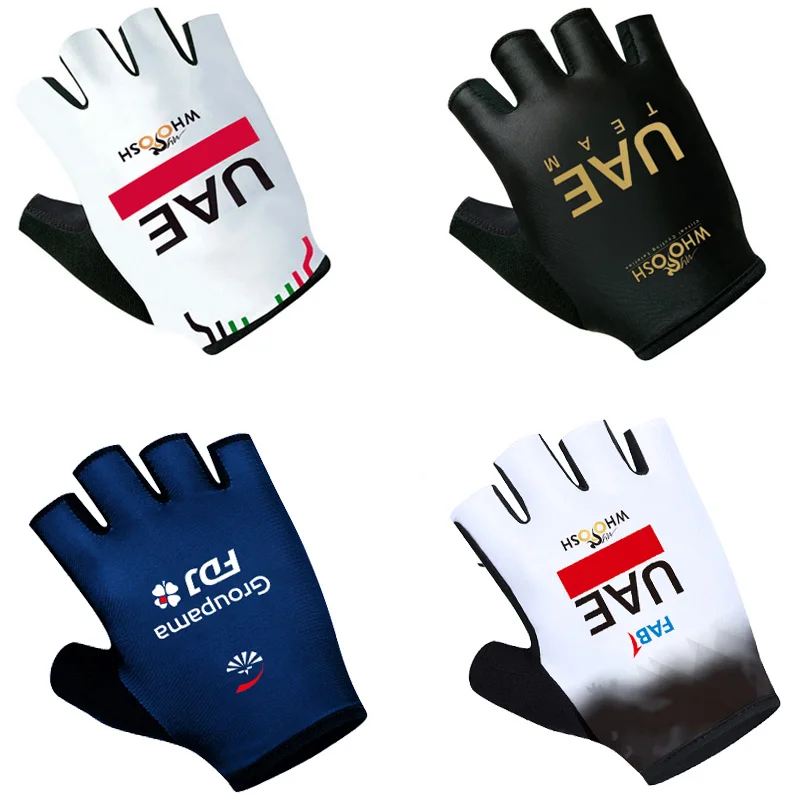 Luvas de Ciclismo UAE 2026 Meio Dedo para Equipe FDJ Masculino e Feminino, Luvas para Ciclismo de Estrada, Corrida, Fitness, Academia e Esportes