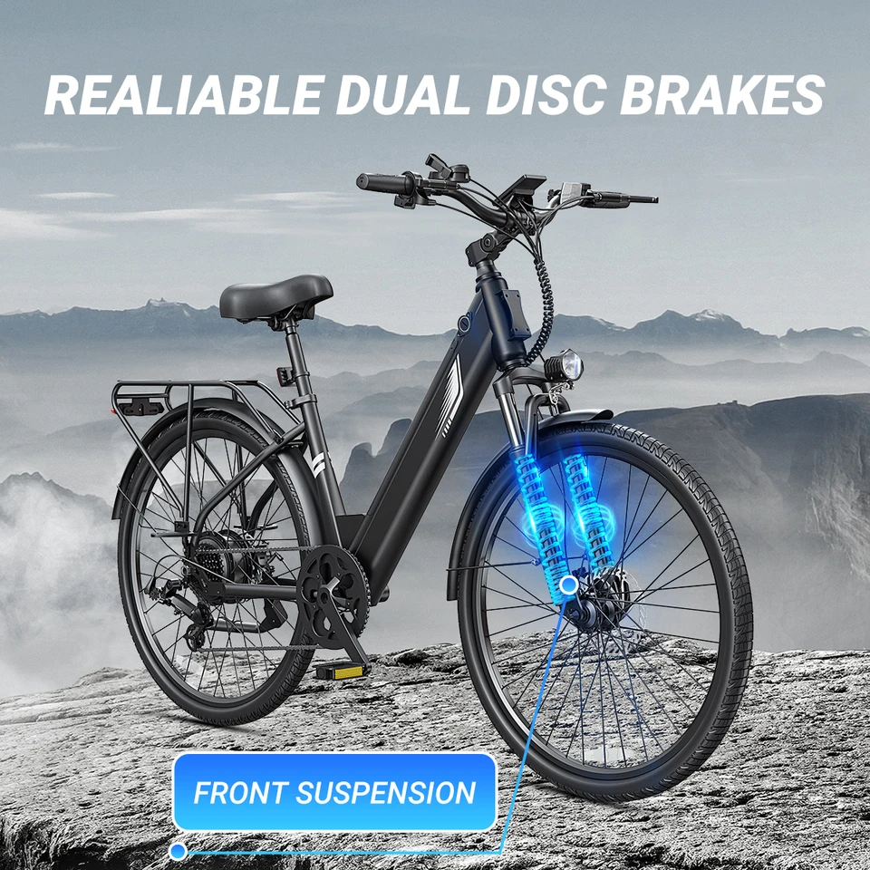【1 Year Warranty】DYU C7 Electric Bicycle Peak 1000W Motor 480WH Lithium Battery Electric Bike 26 Inch City E bike，UL2849 image 6