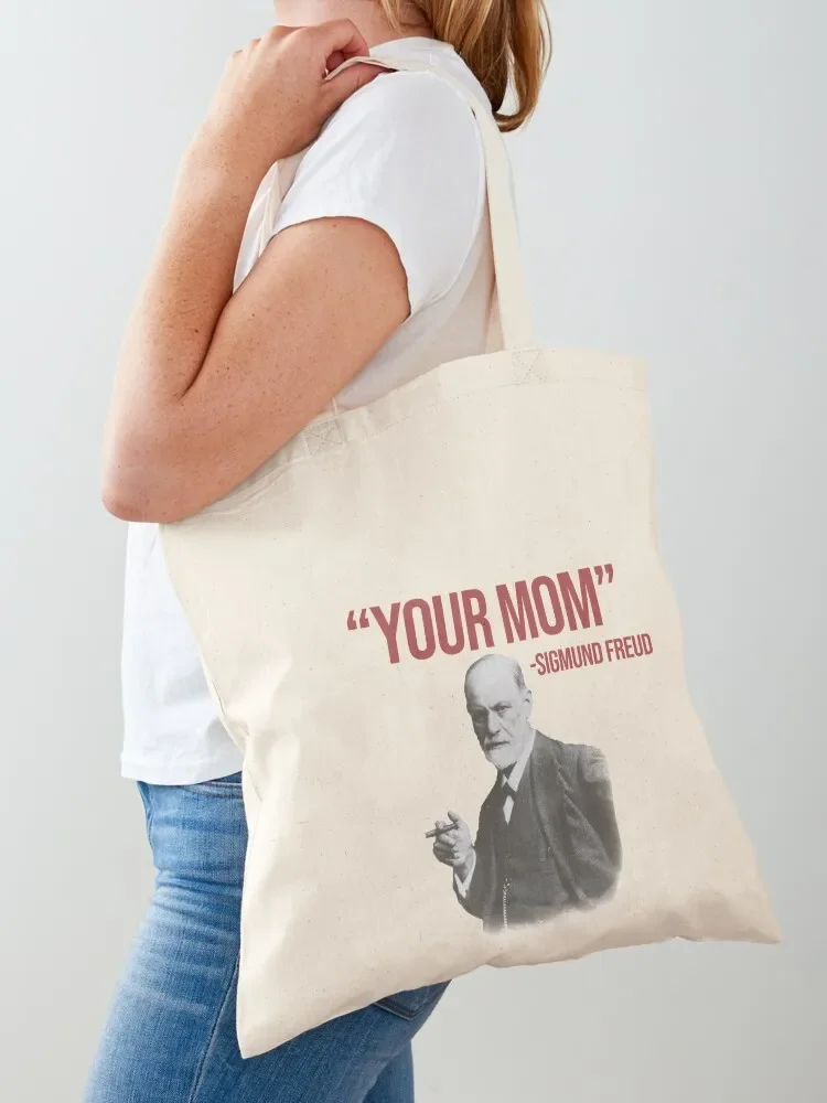 Your Mom -Sigmund Freud Red Tote Bag reusable shopping bags Woman shopper bag tote bags aesthetic Canvas Tote Bag