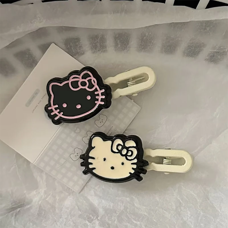 2Pcs Cute Sanrio Hairpin Cartoon Sweet Hello Kitty Hair Clips Fashion Side Bangs Clips For Women Girls Kawaii Hair Accessories