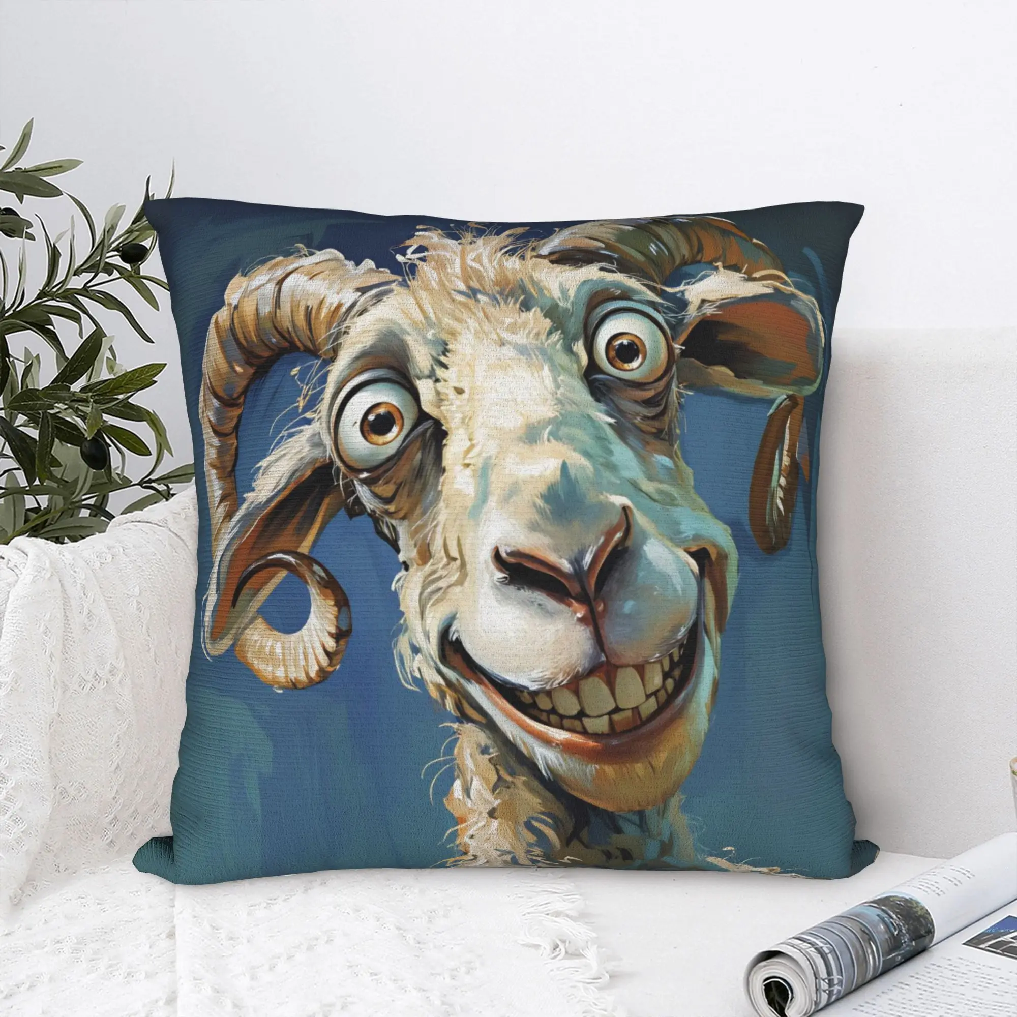 Funny Goat Pillowcases  Funny Pillow Case For Living Room Bed Chair Print Pillow Cover