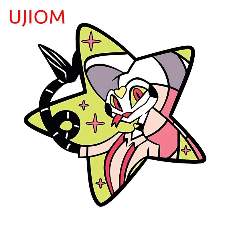 UJIOM 13cm × 12.9cm Helluva Boss Merch Fizzarolli Wall Sticker Trunk Refrigerator Decor Decals Amusing Baby Nursery Room Murals