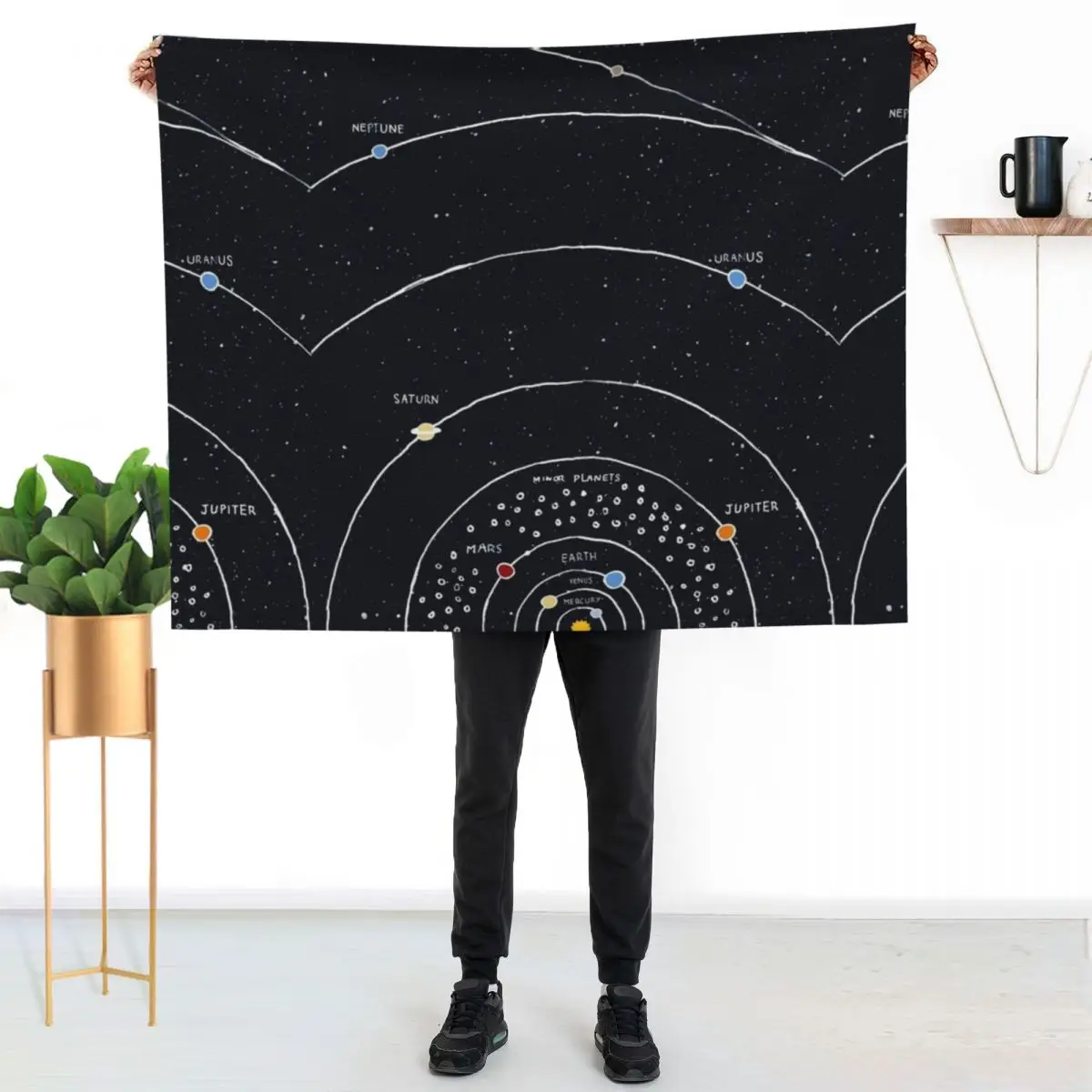 

Solar System Throw Blanket Soft Breathable Blanket for Night Sleeping