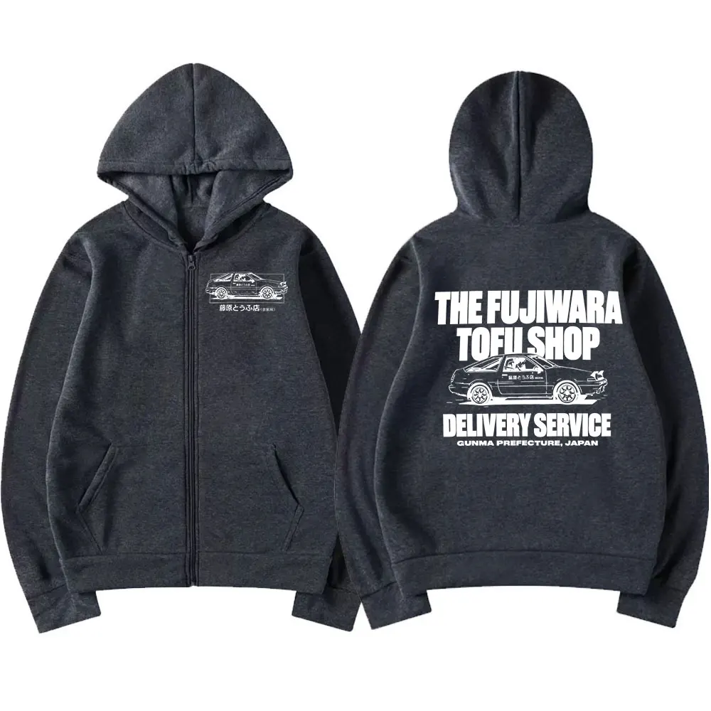 Anime Initial D Drift AE86 Takumi Fujiwara Tofu Shop JDM Auto Reißverschluss-Hoodies Herren Damen Kleidung Zip-Up Sweatshirts Jacken Mantel – Detail 7