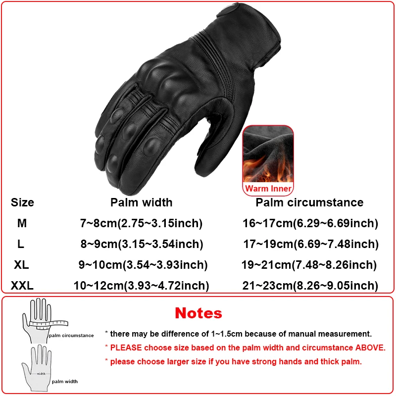 Warm Motorcycle Gloves Leather Winter Thermal Inner Gloves Women Men Invierno Luvas Hombre Hiver Guante Touch Screen Wearable