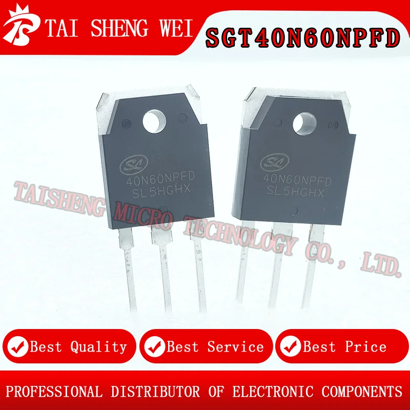 2PCS Nuevo Transistor IGBT Original 40N60NPFD SGT40N60NPFD 40A600V de un Solo Canal, Comúnmente Utilizado en Soldadoras Inverter