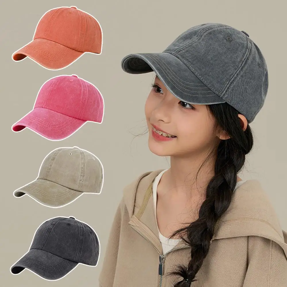 

New Children Washed Cotton Baseball Cap for Boys Girls Summer Sun Hats Adjustable Travel Peaked Caps Snapback Kids Baseball Caps