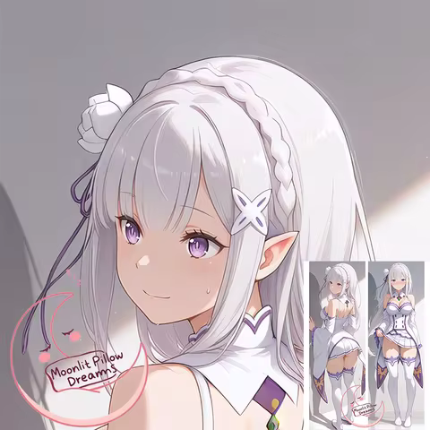 Emilia Anime Dakimakura Pillow Case 2WT 40X120cm 50x150cm 60X180cm - Double Sided R18+ Waifu Body Pillow, for Otaku Gift