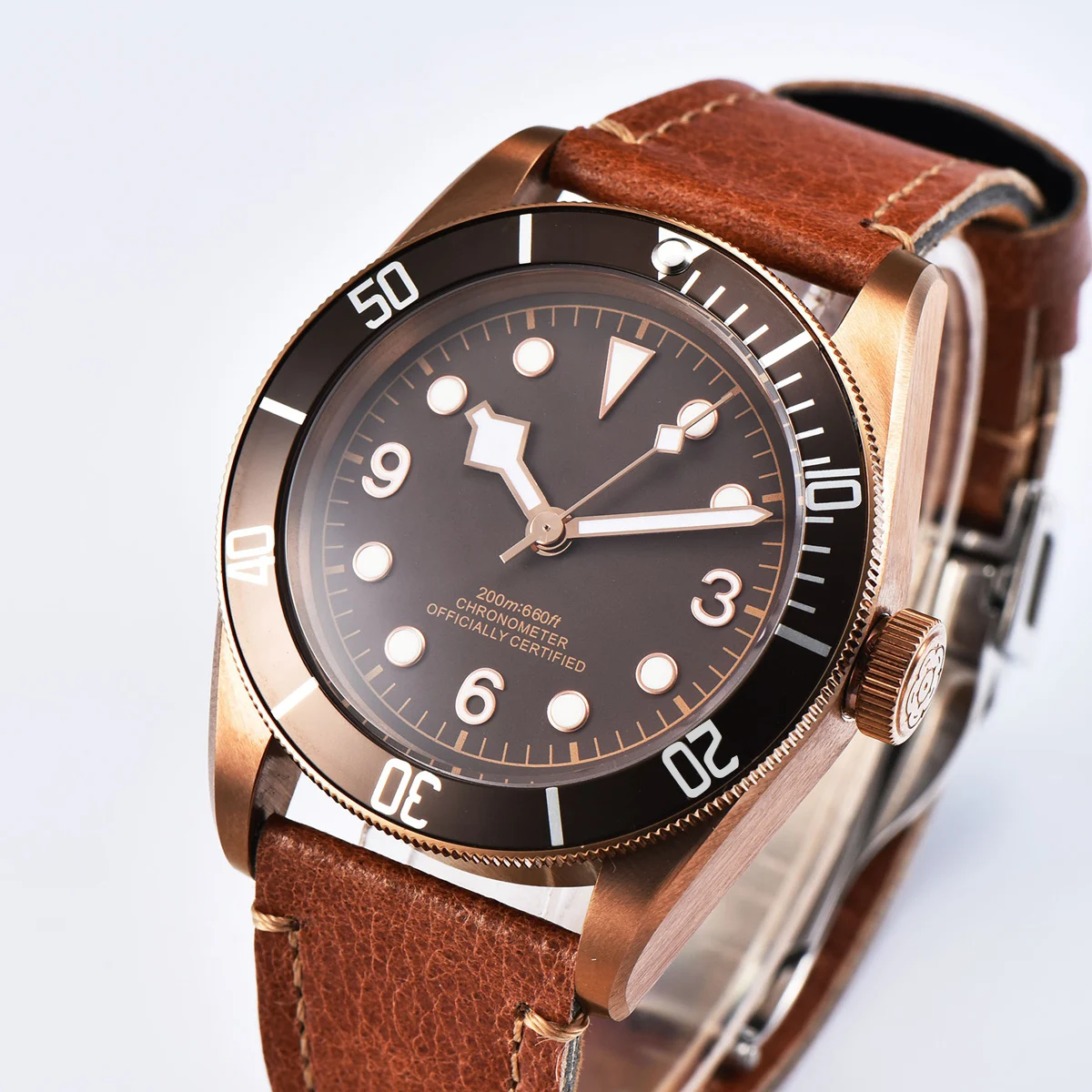 New 41Mm Sapphire Brown Dial PVD Case Waterproof Automatic Mechanical Watches Men Wrist