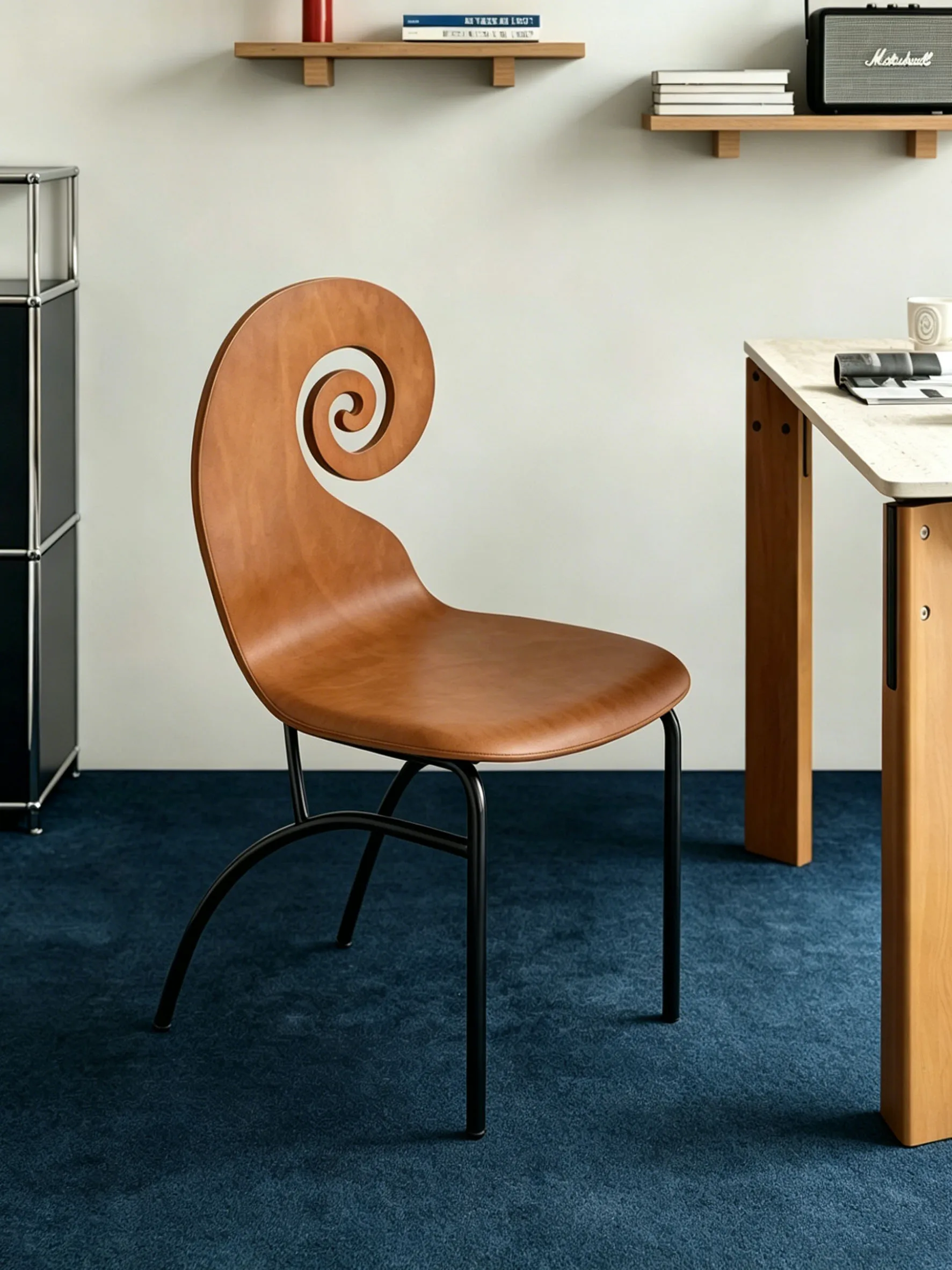 Creative design dining chair medieval solid wood back  coffee shop negotiation leisure chair Nordic desk
