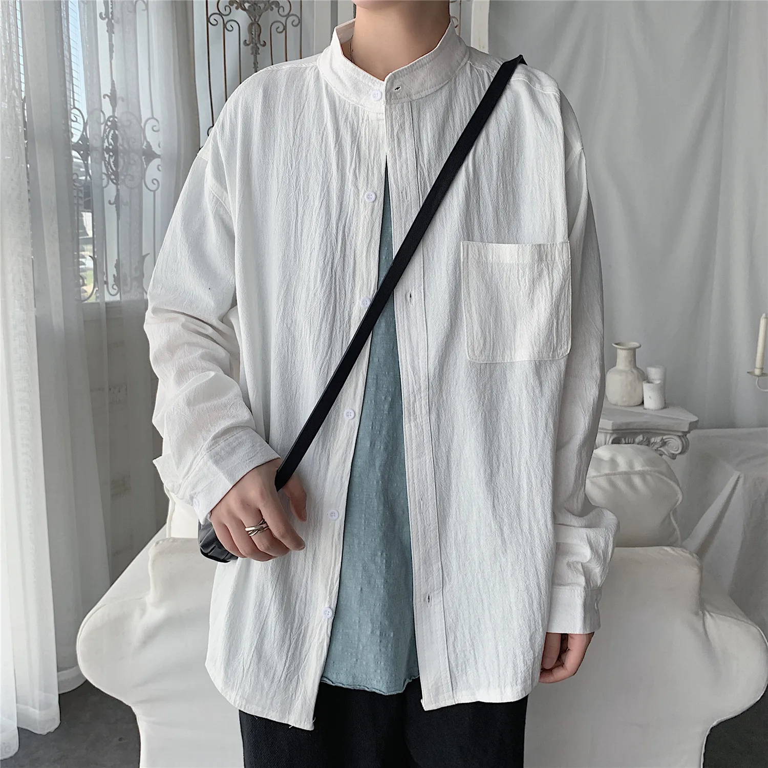 

Harajuku Fashion Man 2024 Men's Clothing Original Men's Shirts Loose Fitting Social Shirt New in Elegant Long Sleeve