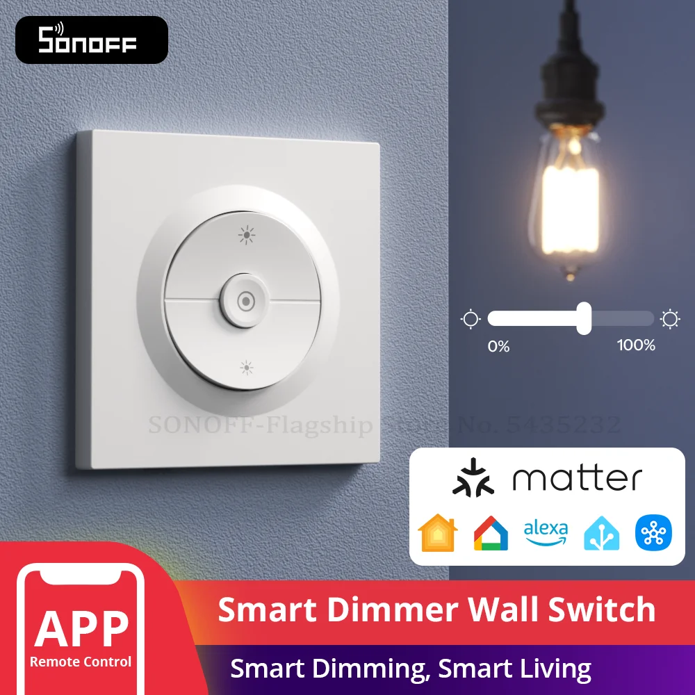 

SONOFF MINI-DIM-E Matter через диммер Wi-Fi, настенный переключатель серии Fusion Orb-DIM, адаптивное плавное затемнение, система обслуживания