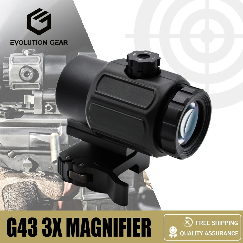 

G43 Magnifier Sight 3X with Switch to Side Qick Detach QD Mount for Hunting and Airsoft Rifle Perfect Replica with Full Markings