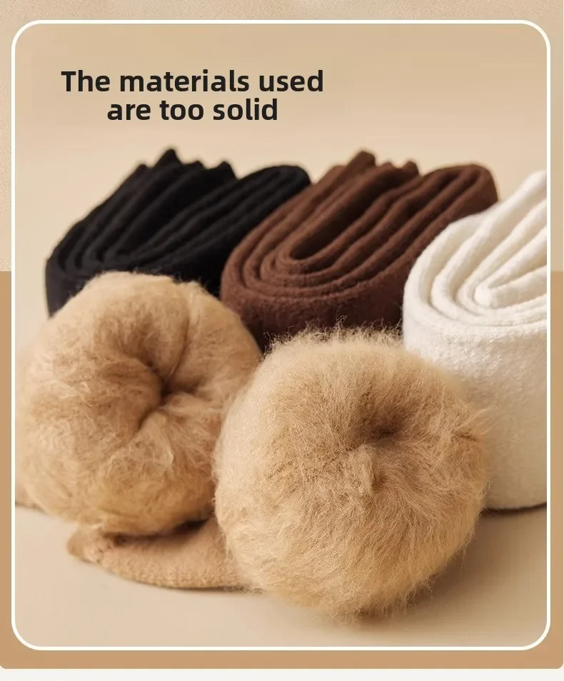 Overknee-Socken für Damen, mit Thermo-Fleece gefüttert, verdickte Wolle, Beinwärmer, Winter-Knieschutz gegen Kälte – Detail 13
