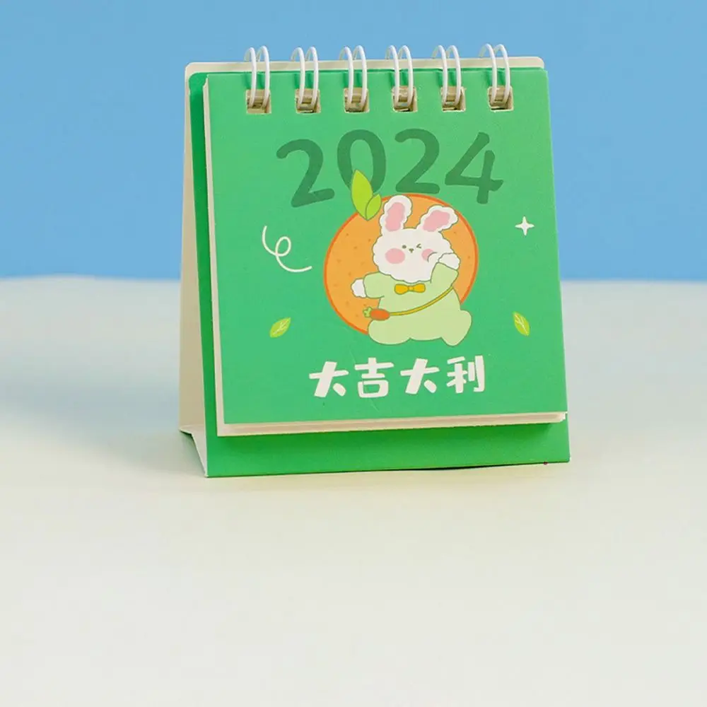 Kalender meja Mini 2024, kalender Flip berdiri Desktop untuk perencanaan pengaturan jadwal harian