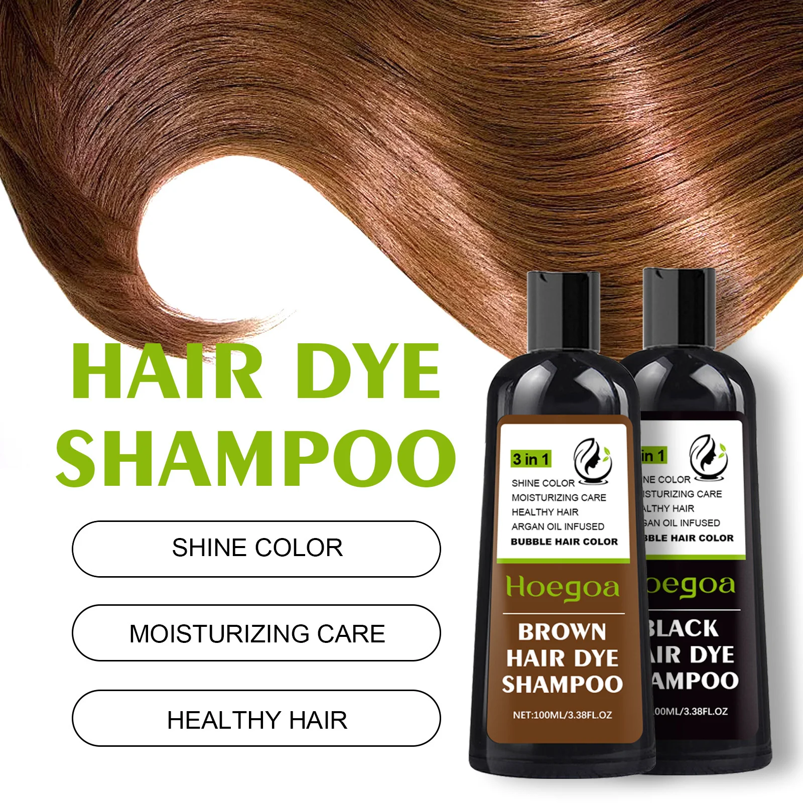 Hair Dyeing Shampoo 3-In-1 Deep Nourishing Hair Roots Repair Damage Hair Long Lasting Color Natural Organic Shampoo Hair Care