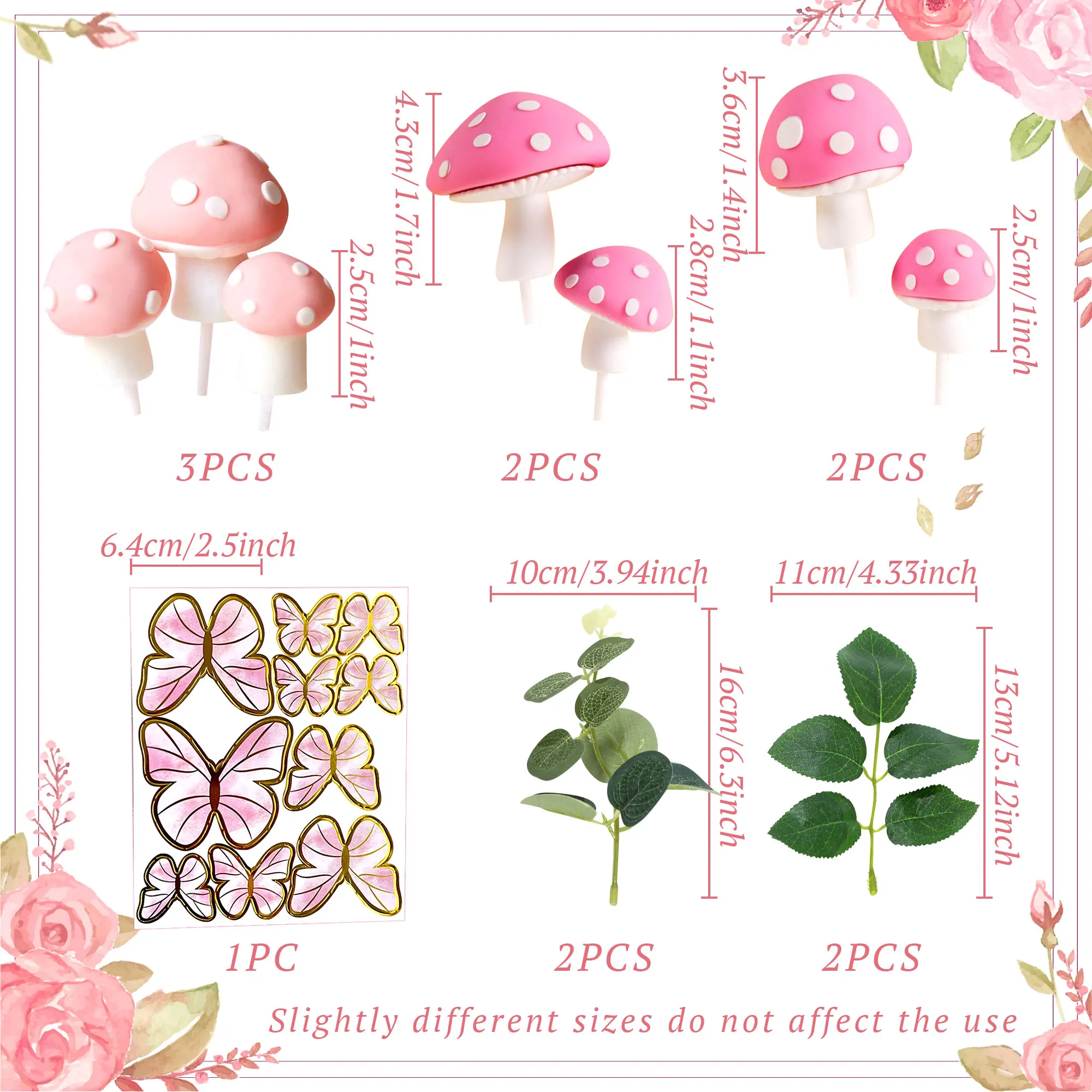 LaVenty Pink Mushroom House Cake Decoration Mushroom Cake Decoration Fairy Cake Decoration Garden Fairy Cake Decoration