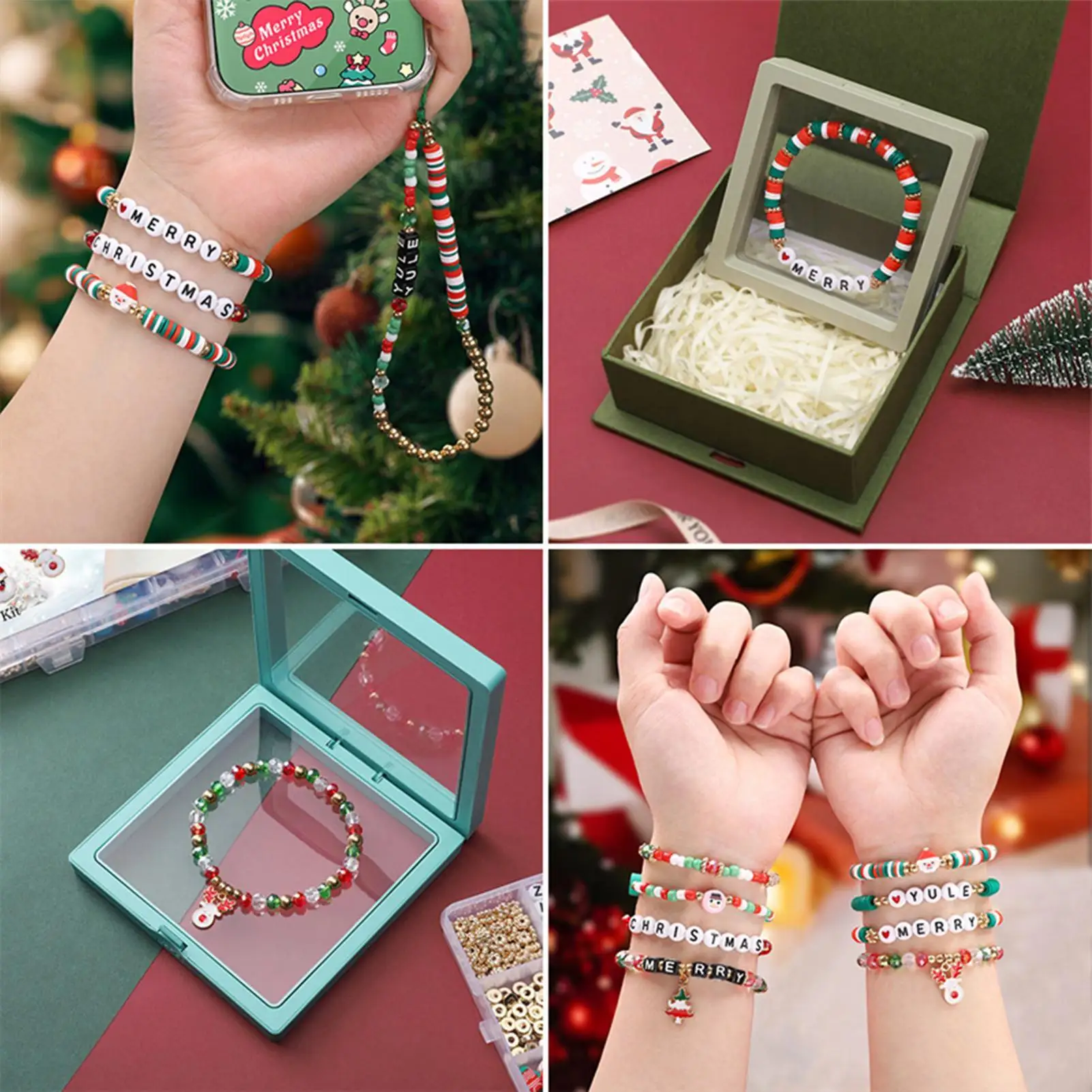 Christmas Jewelry Maker Kit Fun Snowflakes Holiday Supplies Bead Bracelet Making Kit For Birthday Halloween Home Holiday New