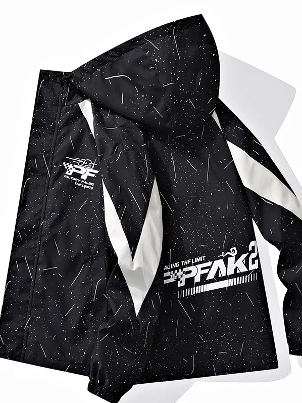 

Мужская повседневная свободная тонкая куртка с капюшоном, весенне-осенняя, модная, из полиэстера, с длинными рукавами, на молнии, молодежная верхняя одежда