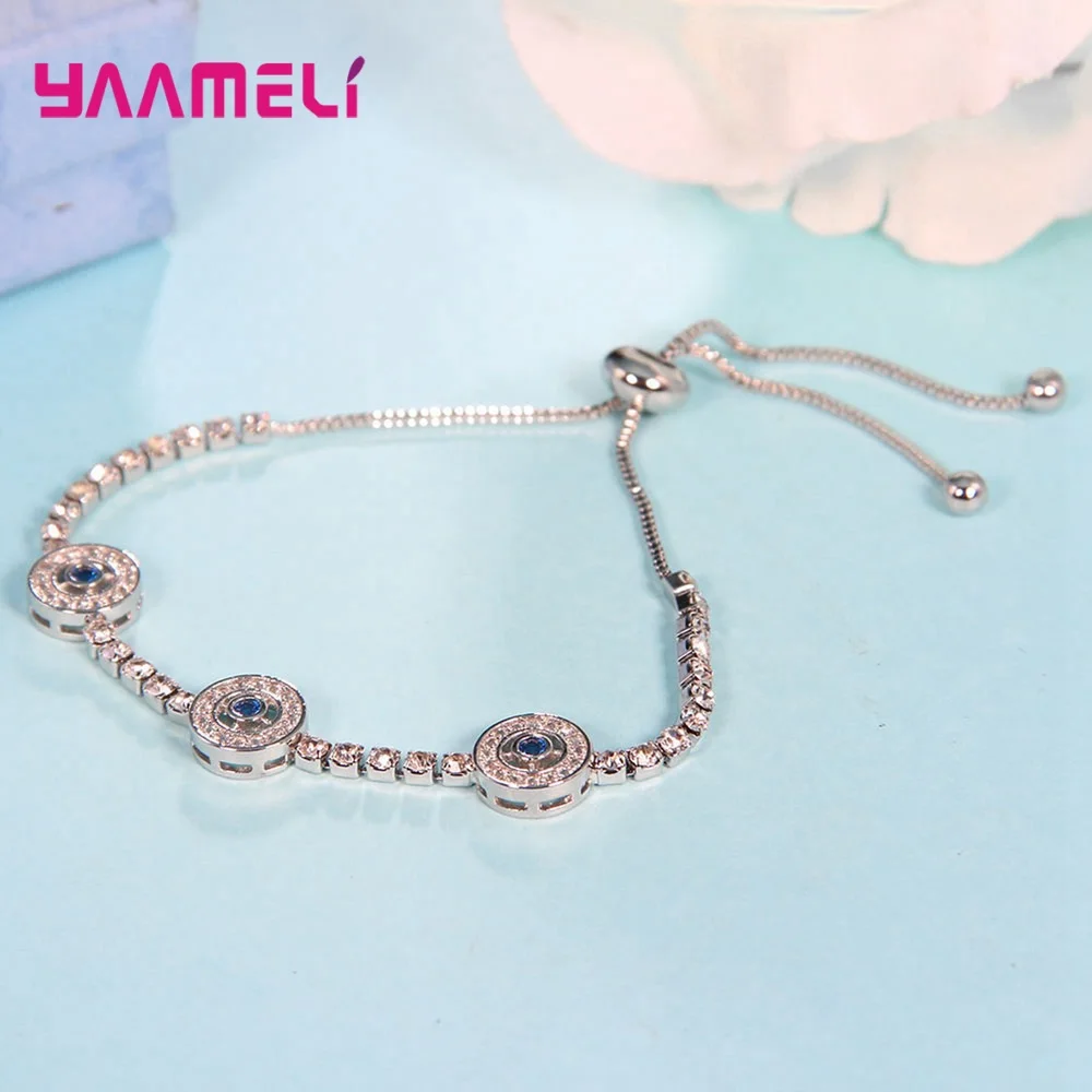 New Arrival 925 Sterling Silver Simple 3 Style Blue Eyes Mainstone Bracelet For Women Wedding Appointment Fashion Lovers Jewelry