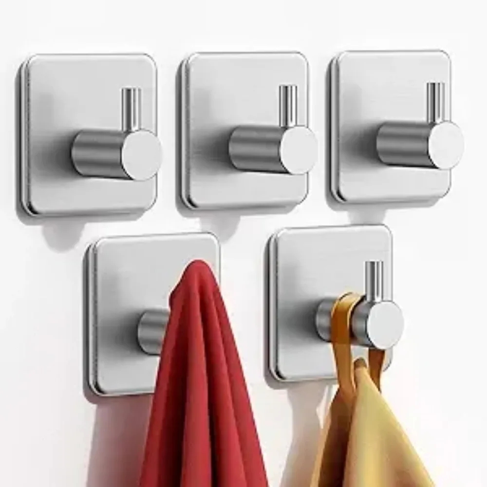 

Self Adhesive Hooks Multi-Purpose Stainless Steel Wall Hooks Bathroom Accessories for Key Clothes Coat Robe Towel Shower Hangers