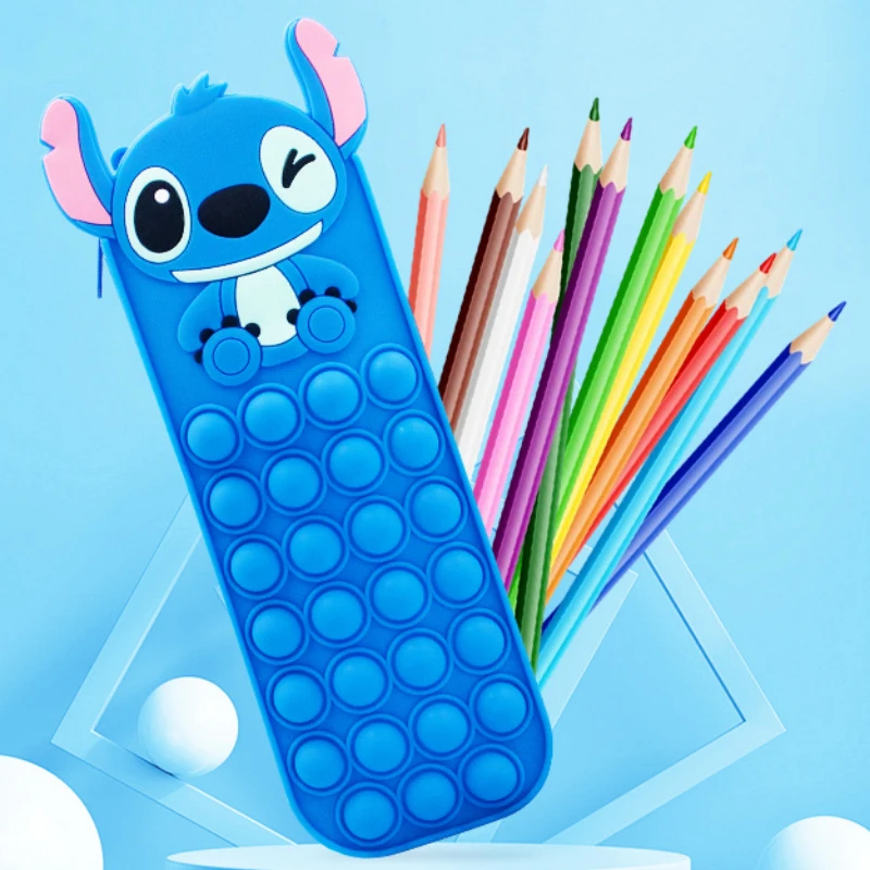 

Disney 3D Stereoscopic Image Stitch Silicone Vacuum Decompression Bubble Pen Bag Case Kawaii Cartoon Pencil Case Kids Toys Gifts