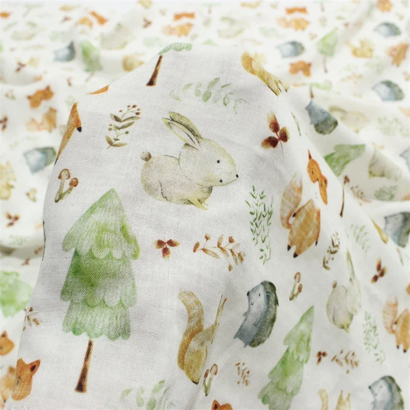 

150X45cm Cartoon Printing Double Layer Gauze Fabric 70% Eco-Friendly Bamboo Fiber 30% Cotton Knitted Soft DIY Soft Sewing Cloth