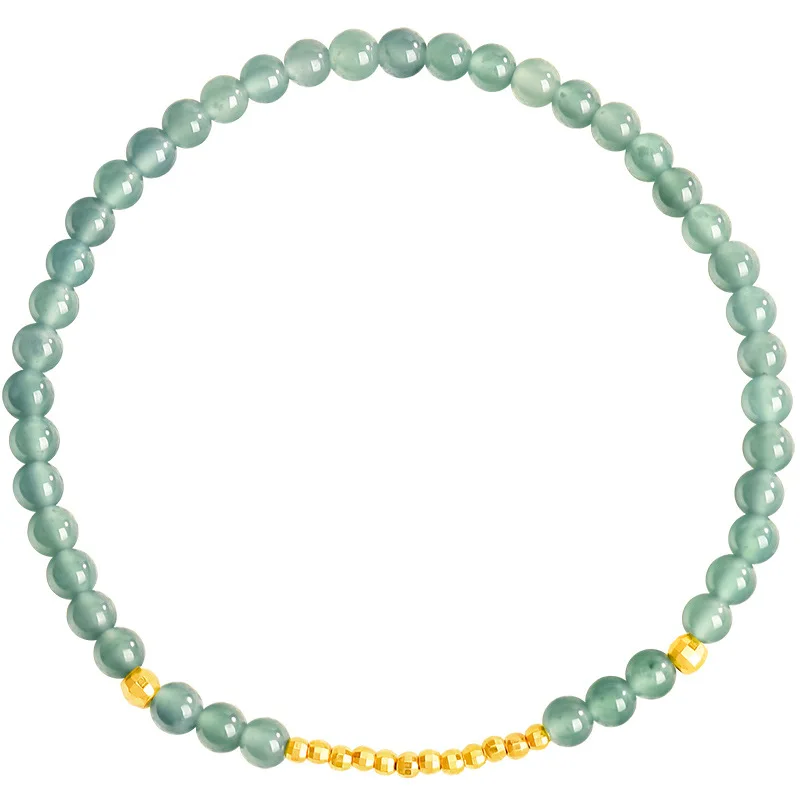 Natural A-grade jadeite blue small , seed beads bracelet women