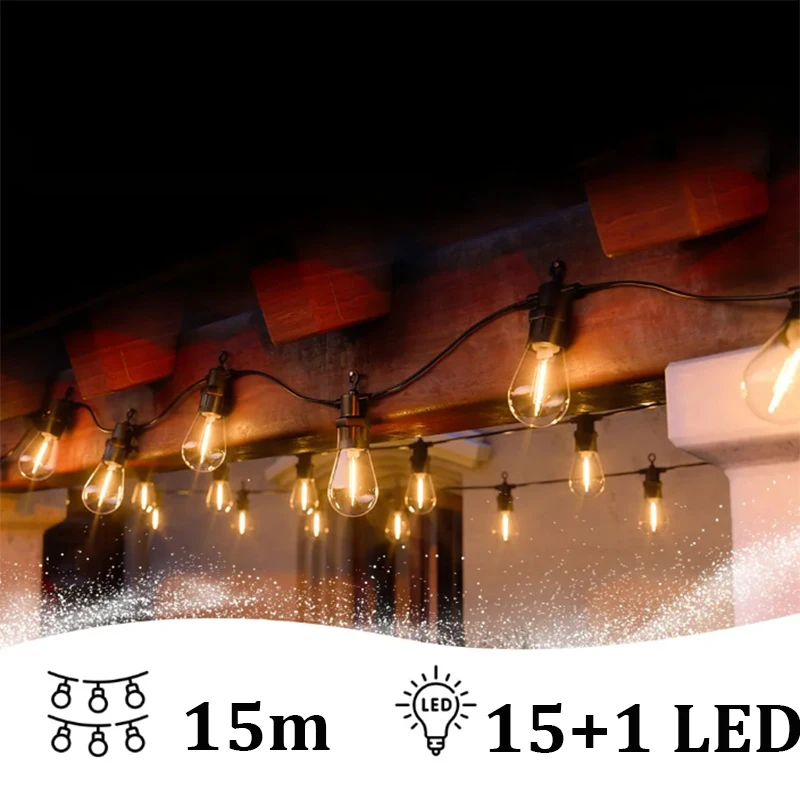 LED Outdoor Garland Light Shatterproof Energy Save Led Festoon String IP65 Retro Patio Light Decorate For Holiday Garden Wedding
