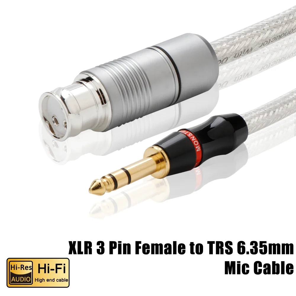 

Preffair Pure Solid Silver Hifi 6.35mm to XLR Audio Cable TRS 6.35 mm Male to XLR Female Balanced Speaker Microphone Cable X451