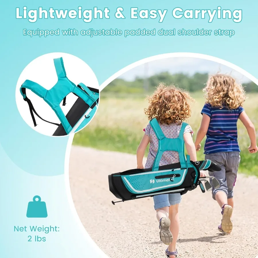 مجموعة نادي الجولف الكاملة للصغار للأعمار اليمنى 57 810 و1113 تتضمن 4 أو 6 نوادي مع حقيبة حامل قابلة للتعديل للممارسة