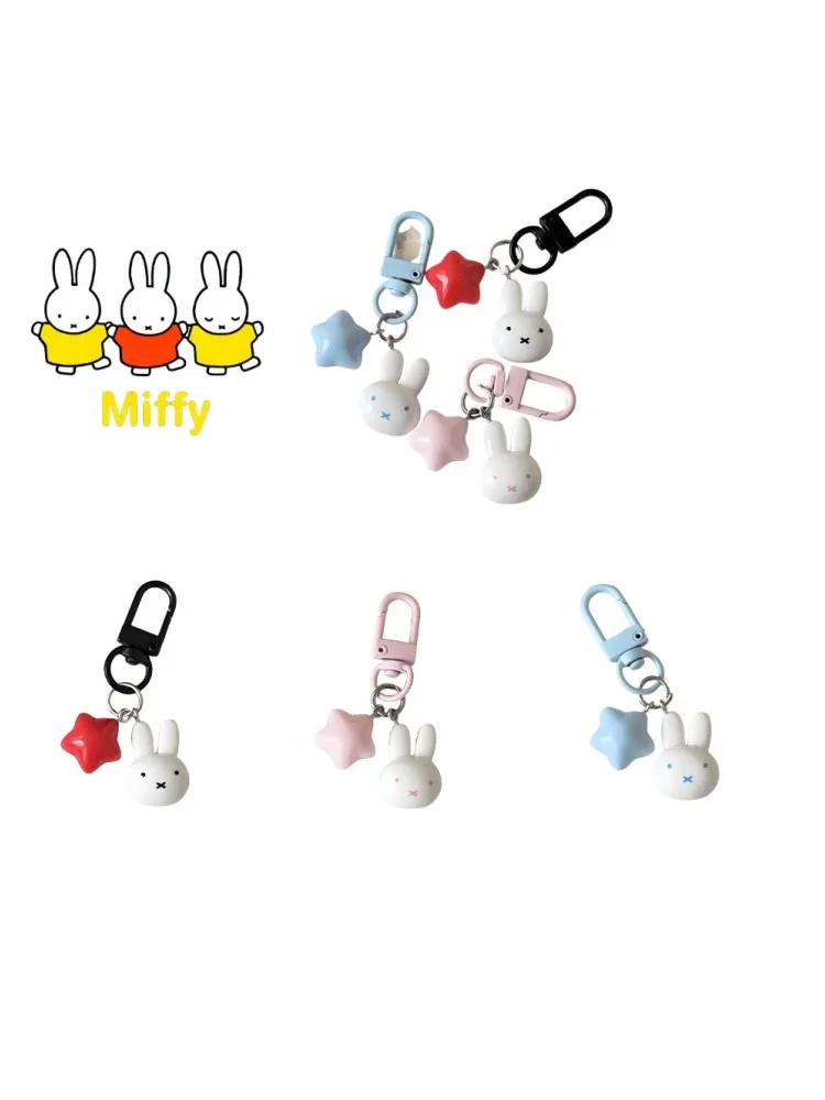 Porte-clés lapin Miffy Kawaii, mignon, étoile de dessin animé, décoration de sac pour Couples, meilleurs amis, accessoires et cadeaux
