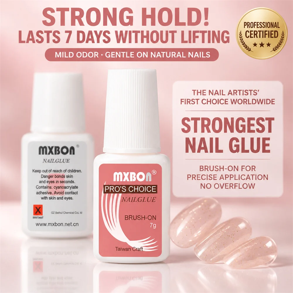 Strong Adhesive Nail Glue Brush On Nail Glue for Acrylic Nail Tips Quick-Drying & Long-Lasting for False Nails Tips Adhesion Gel