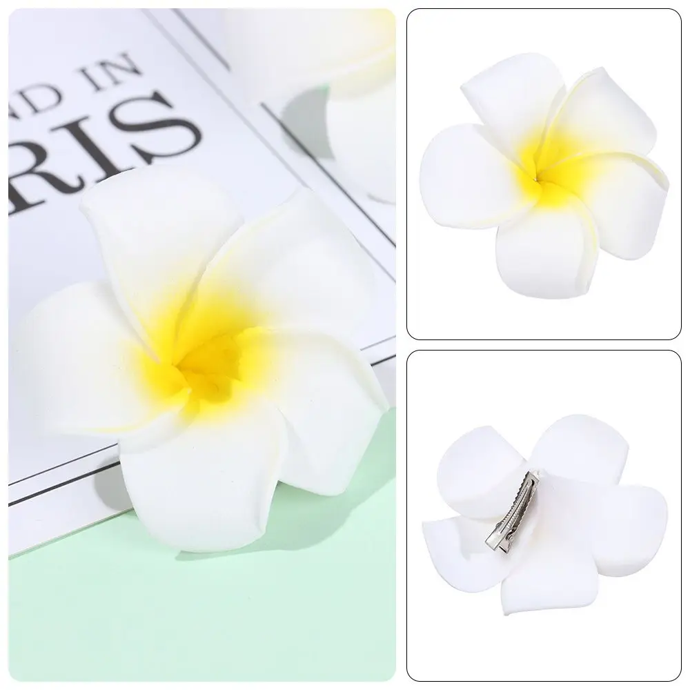 Party Women Girl Simulation Beach Seaside Hair Clip White Plumeria Hairpin Flower