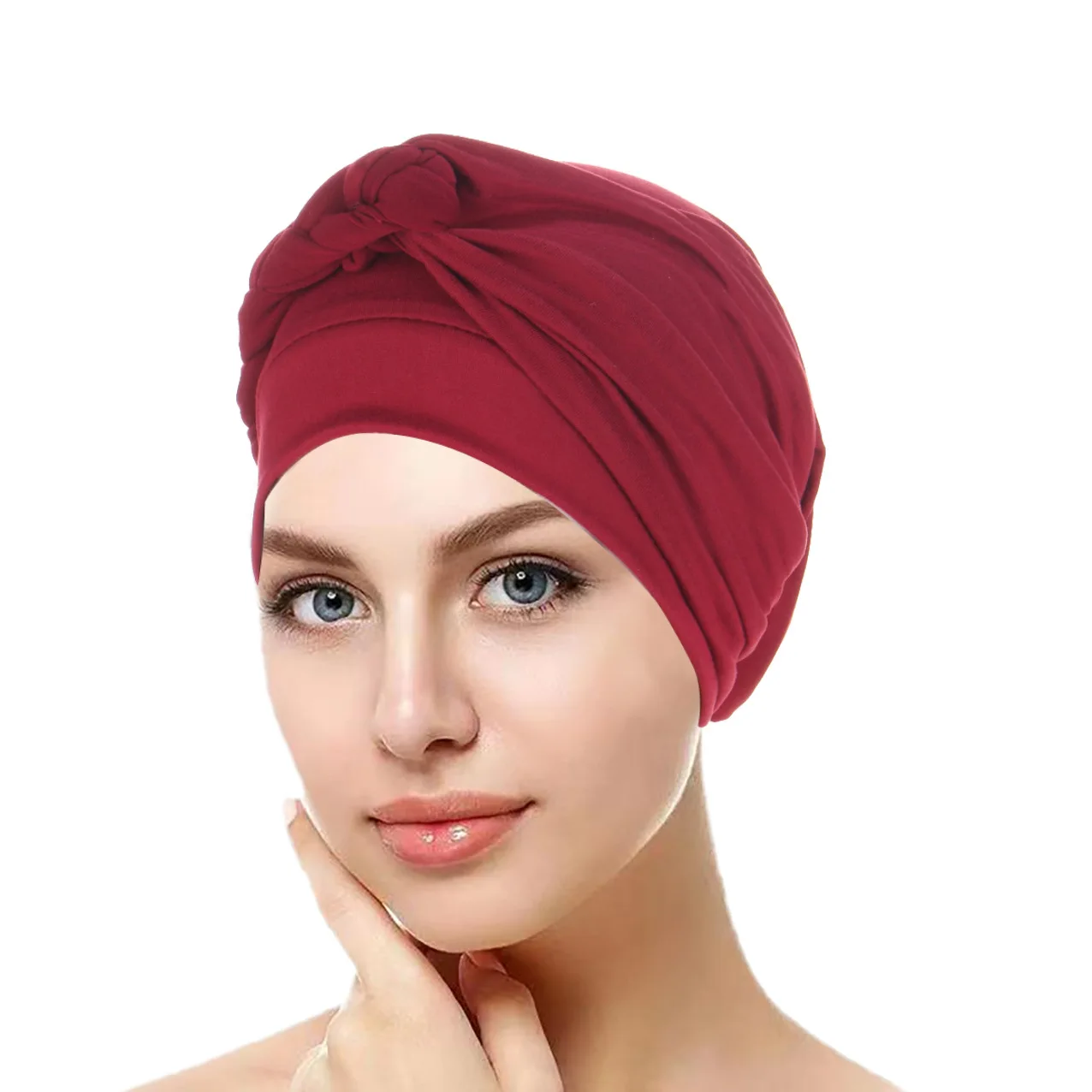 Solid Color Braid Muslim Hijab Caps Ramadan Women Wrap Head Soft Elastic Ladies Fashion Indian Turban Bonnet